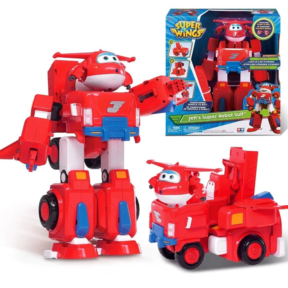 Super Wings Jett Robot Suit 14" Transforming Toy with Jett - Tested Works